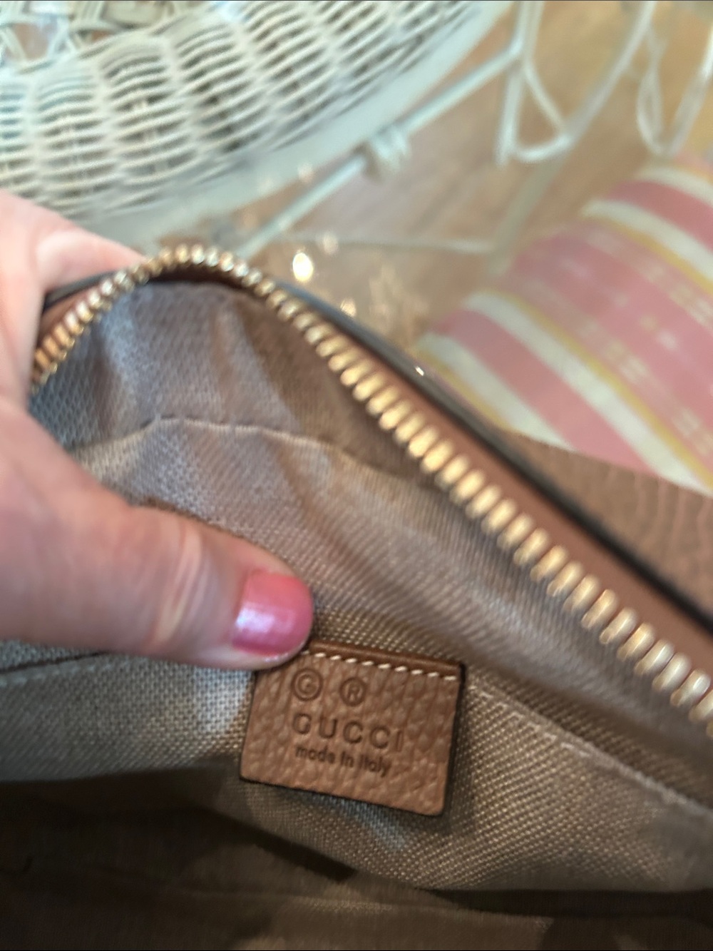 Gucci Beige GG Canvas and Brown Leather Crossbody Bag - Picture 6 of 12